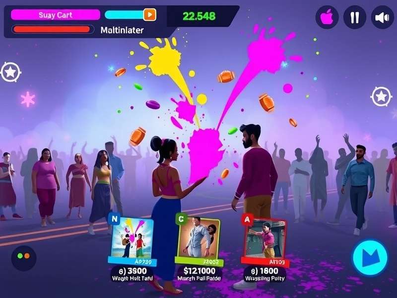 Glowing Holi Parade different game modes and character selection